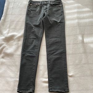 American Eagle Mens Airflex+ Lightly Distressed Slim Jeans in Black (28x32)